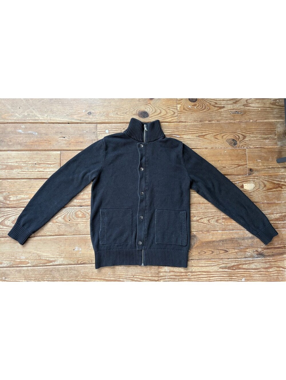 Banana Republic Men's Black Cotton Full Zip Button Cardigan Sweater S